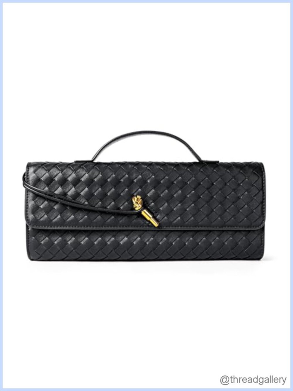 Woven Vegan Leather Evening Clutch Crossbody Bag with Adjustable Strap